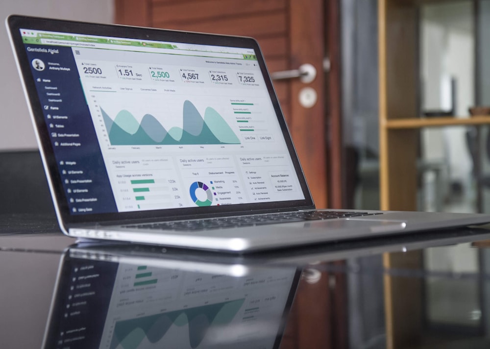 Retail professional reviewing analytics on a laptop
